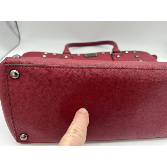 Michael Kors Dark Red Leather‎ Studded Bag Includes Strap EUC - Picture 12 of 13